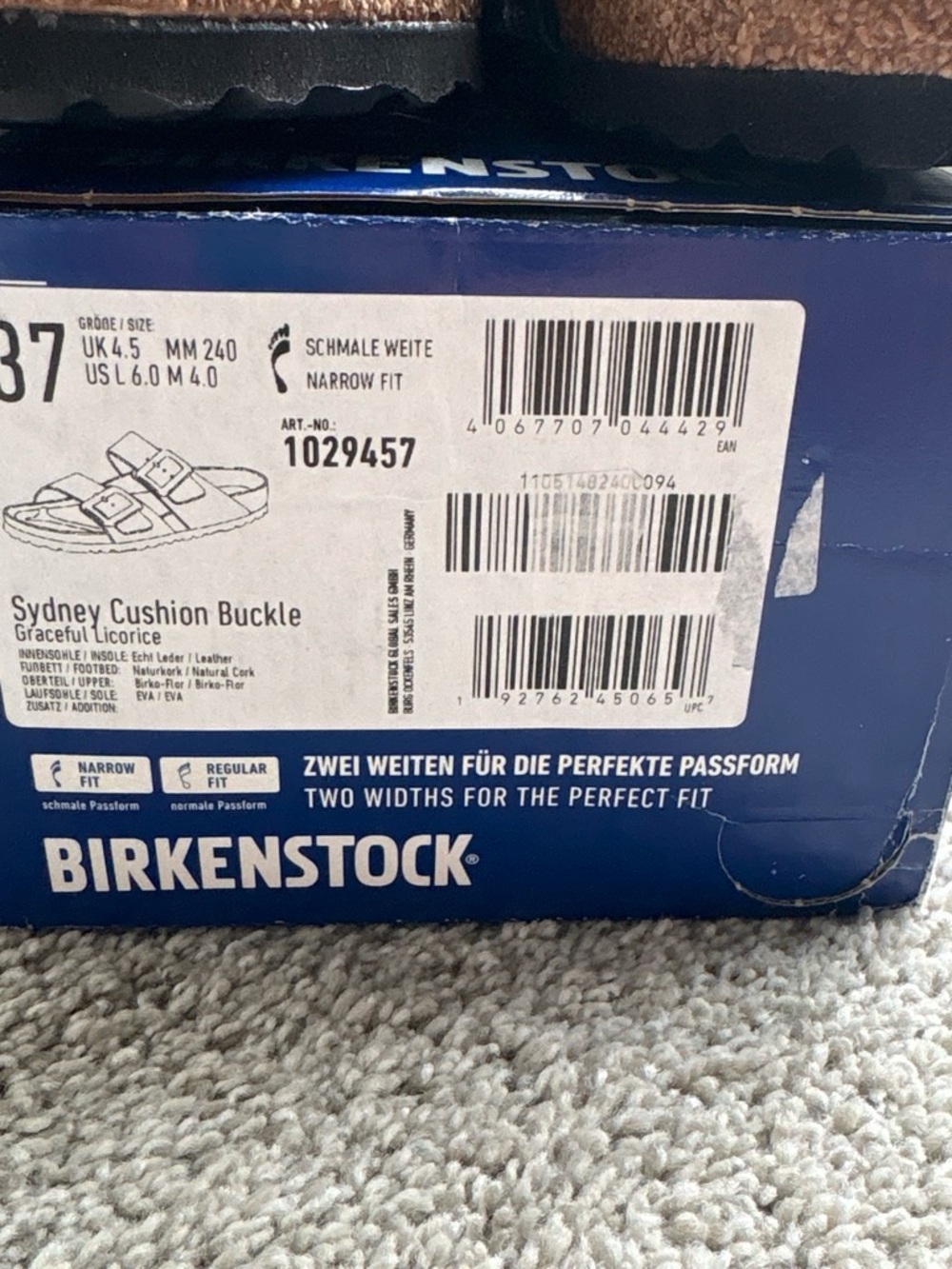 Birkenstock Sydney Gold Cushion Buckle Black Sandals - Picture 2 of 6